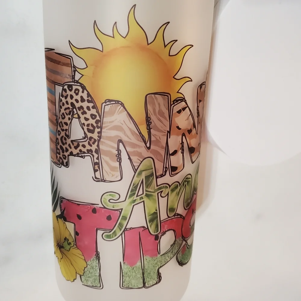 TANNED And TIPSY 25oz Frosted Glass Jar Tumbler 🎉sale